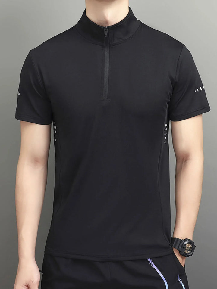 Men's Plus Size Quarter-Zip Short Sleeve Top