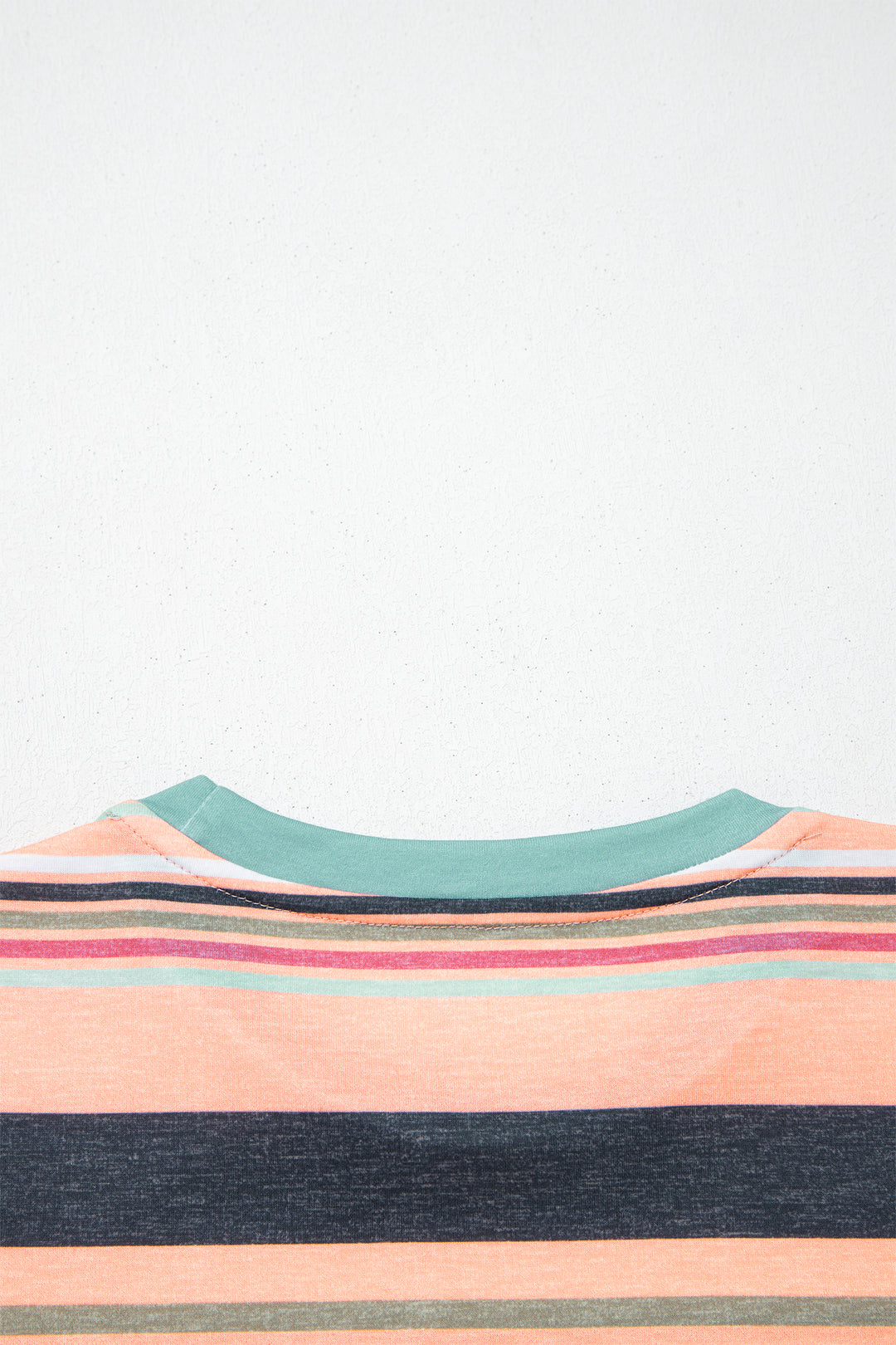Pink Multicolor Stripes Crew Neck T Shirt