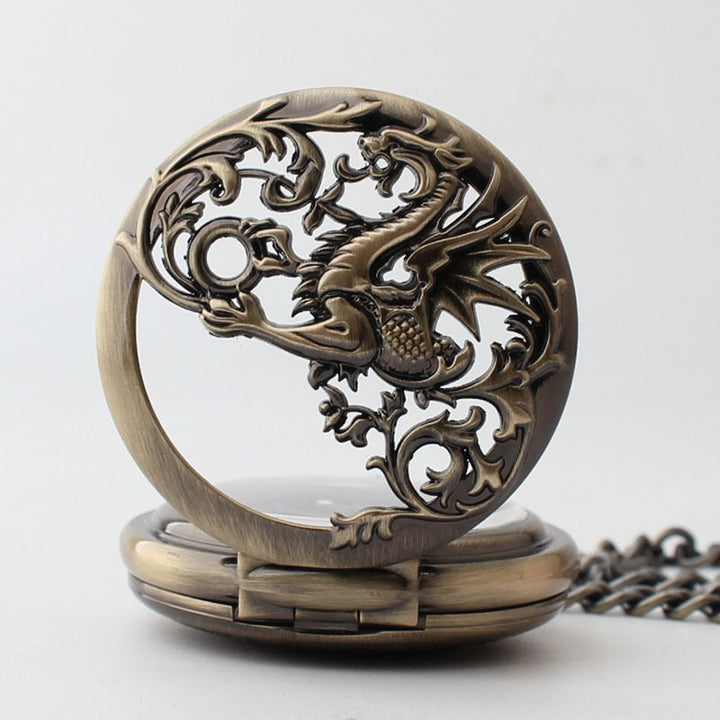 Pocket Watch Men's Flying Dragon Clamshell Hollow Roman Scale Pocket Watch