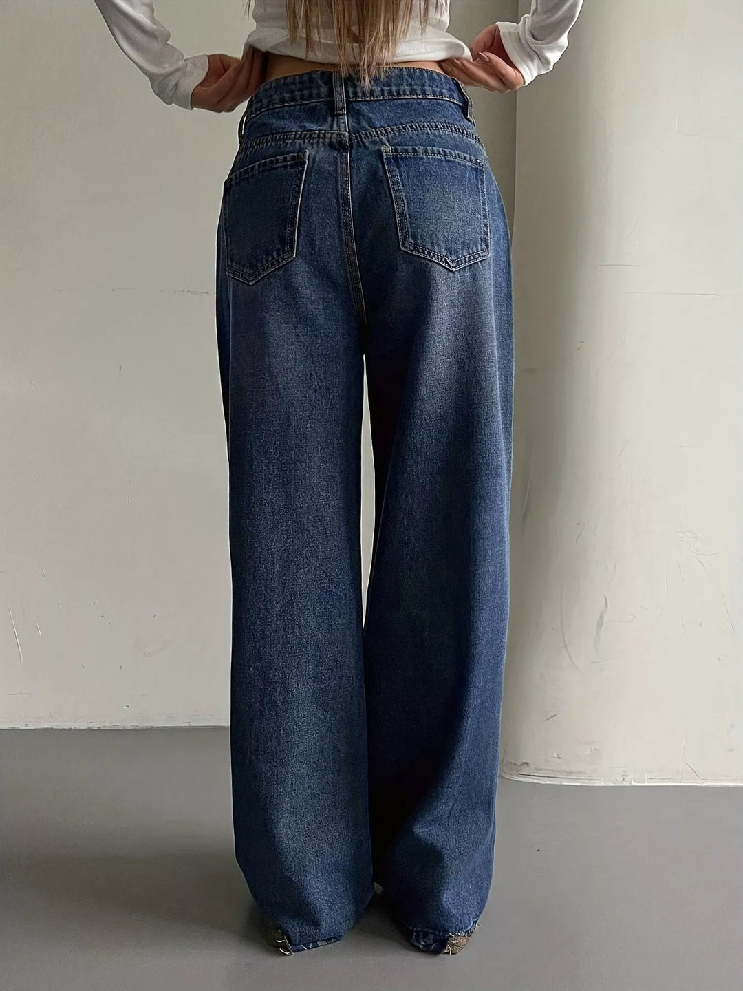 Wide Leg Vintage Wash Jeans