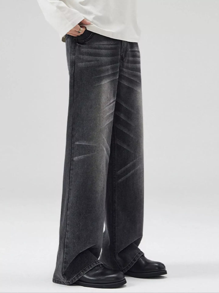 Men's Wide Leg Washed Jeans