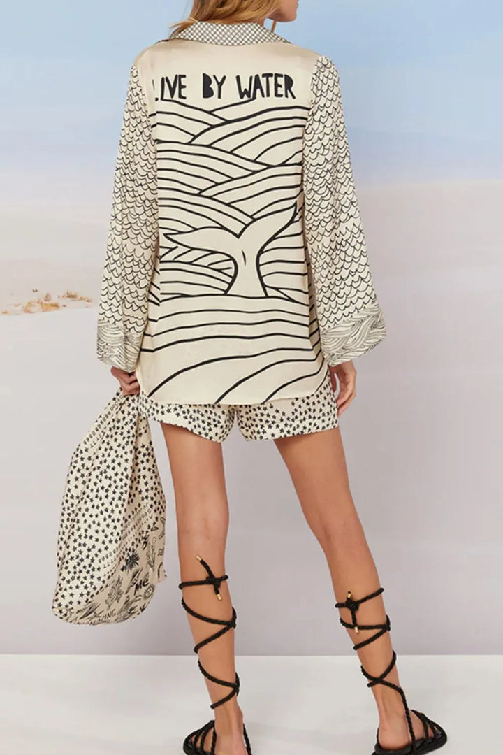 Nautical Print Top and Shorts Set