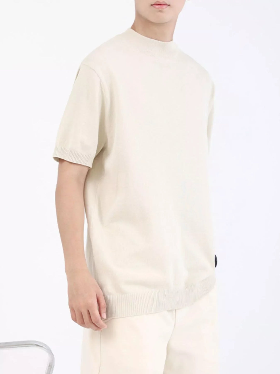 Men's Plus Size Mock Neck Knitted T-Shirt