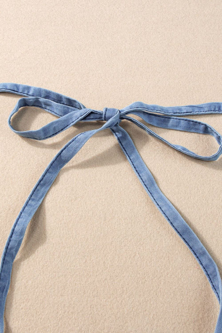 Square Neck Denim Overalls with Pockets