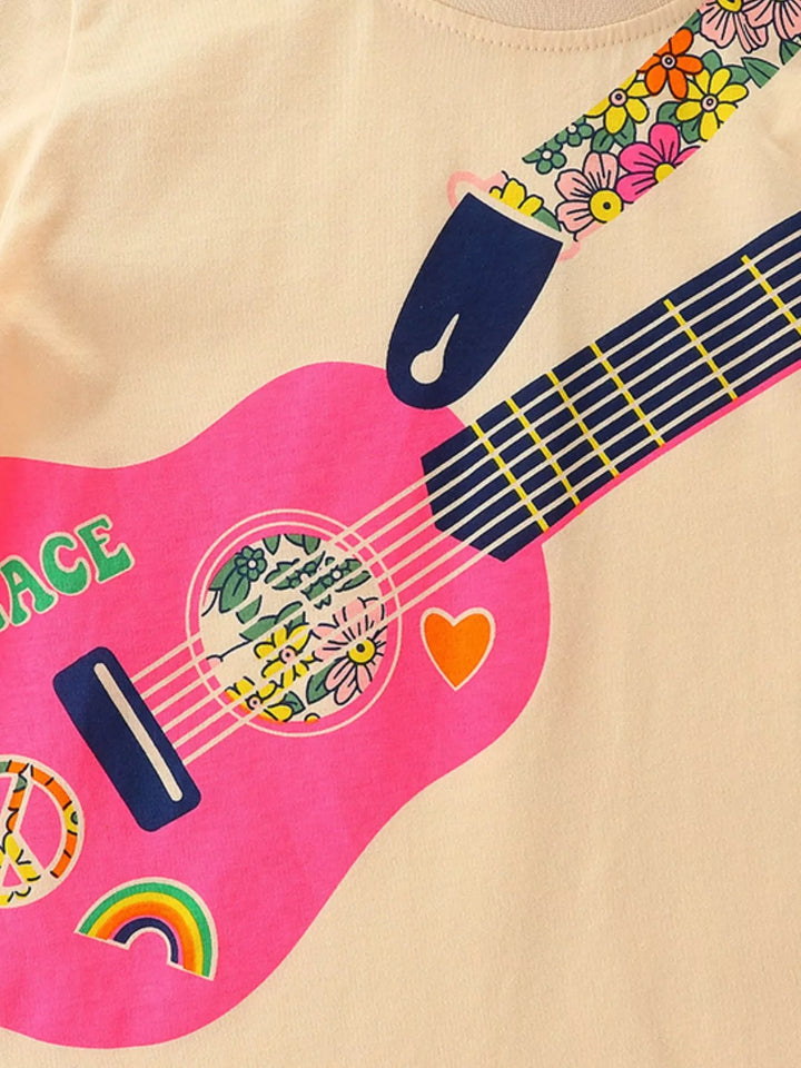 Children's Peace Guitar Print T-Shirt