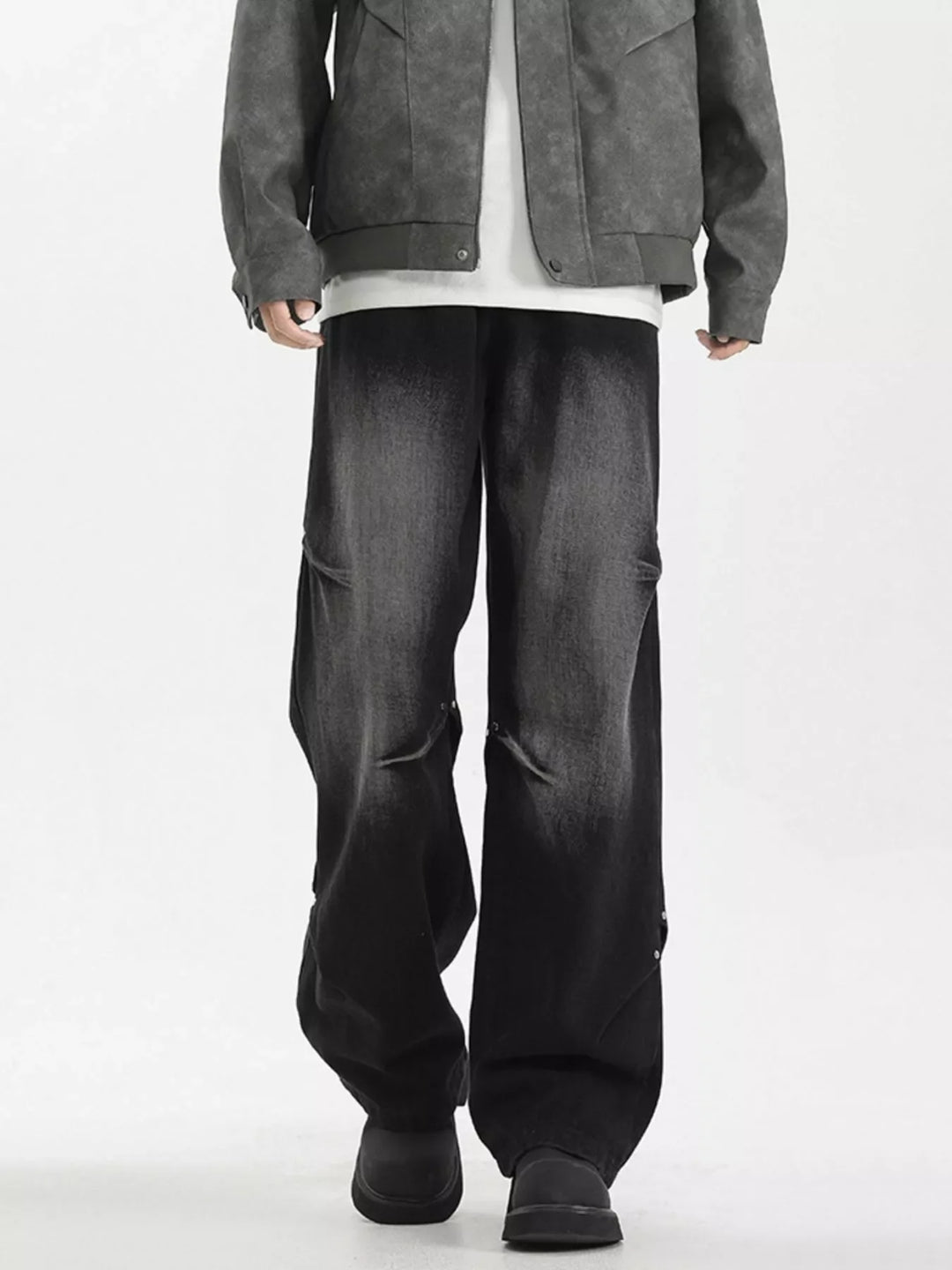Men's Full Size Vintage Wash Wide Leg Jeans Plus Size