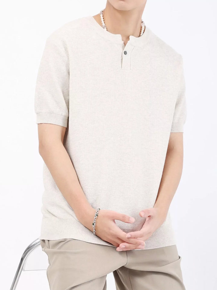 Men's Plus Size Casual Knitted Henley T-Shirt