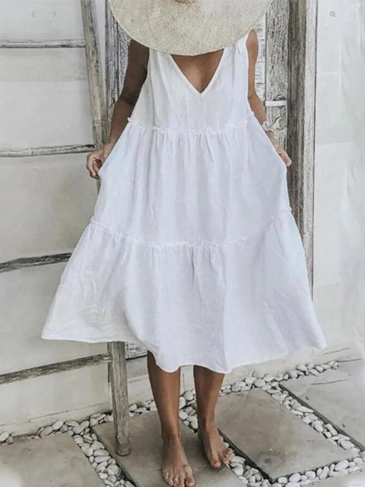 Colorblock Tiered Midi Tank Dress