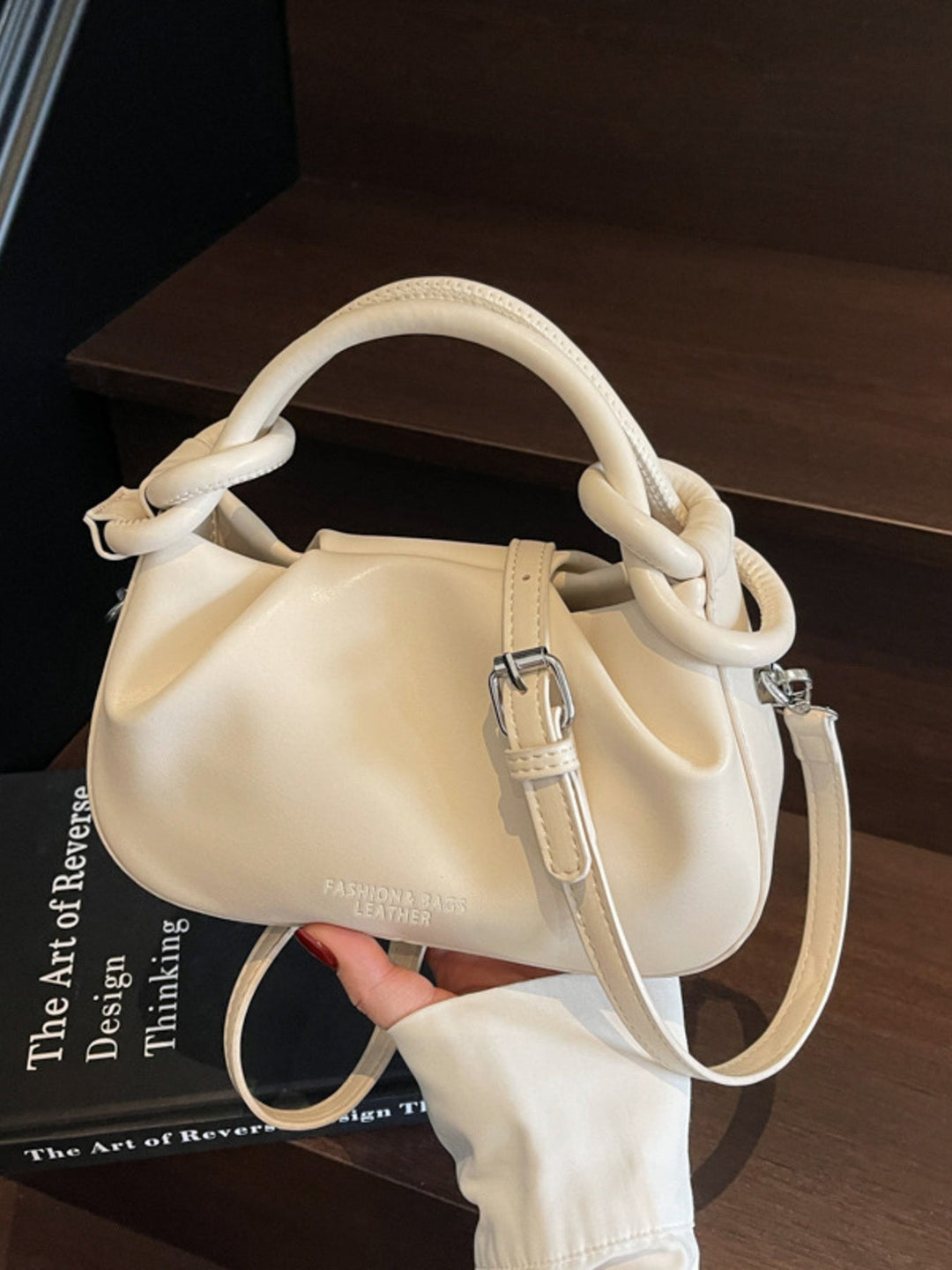 Knot Handle Ruched Crossbody Bag