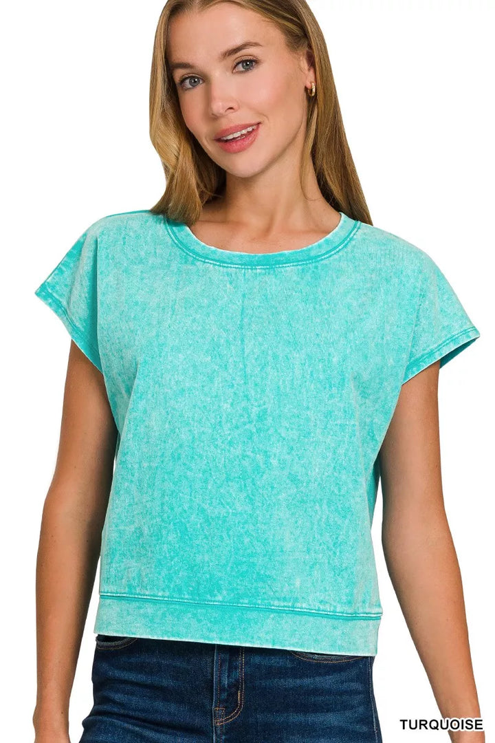 Zenana Premium Cotton Washed Sleeveless Top & Shorts Set