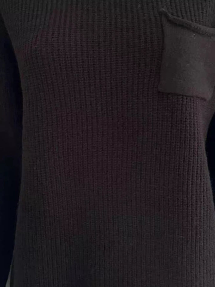 Pocket Detail Dropped Shoulder Sweater