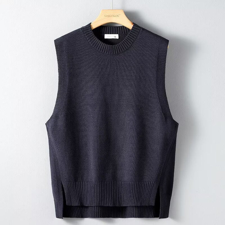 Mens Solid-Color Versatile Split Vest