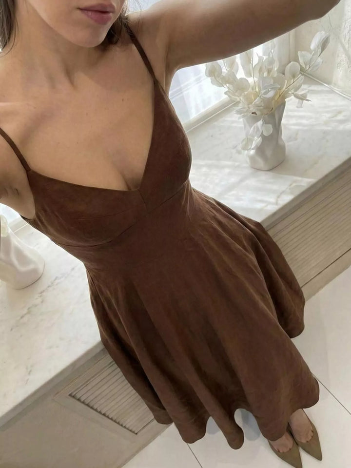 A-Line Spaghetti Strap Midi Dress