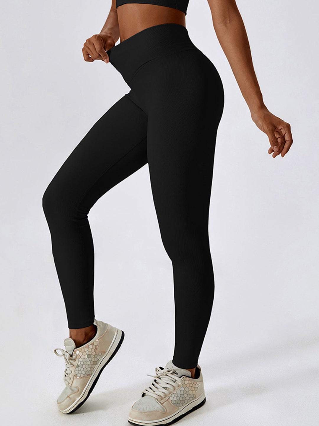 High-Waisted Nylon Leggings with Wide Band