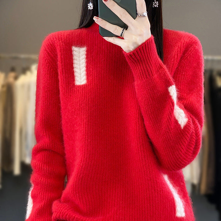Women's Fashion High Collar Knitted Sweater