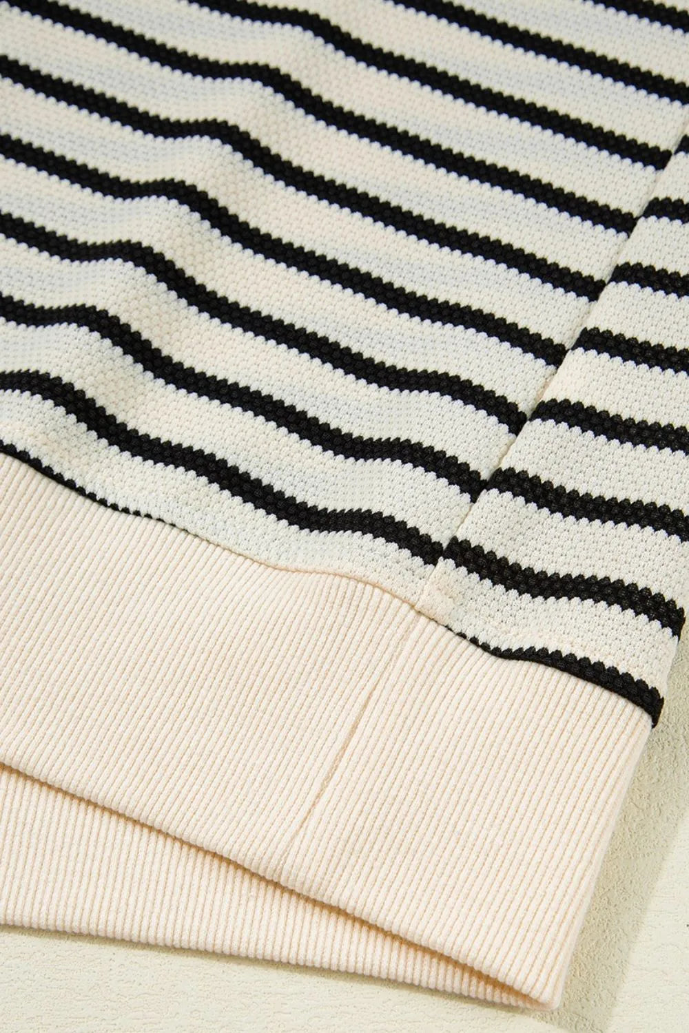 Striped Round Neck Ruffle Sleeve Blouse
