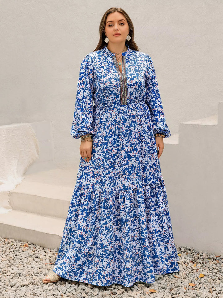 Plus Size Floral Print Bohemian Maxi Dress