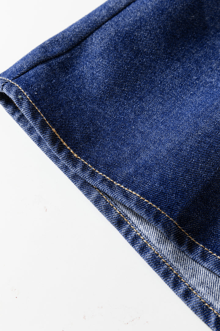 Denim Shirt Collar Long Sleeve Flared Mini Dress