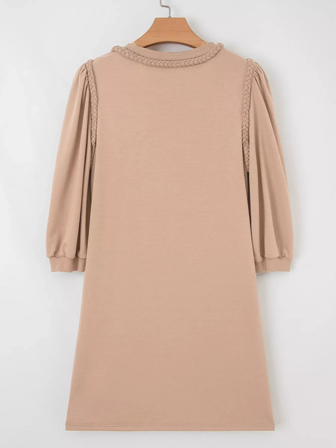 Braided Trim Puff Sleeve Dress