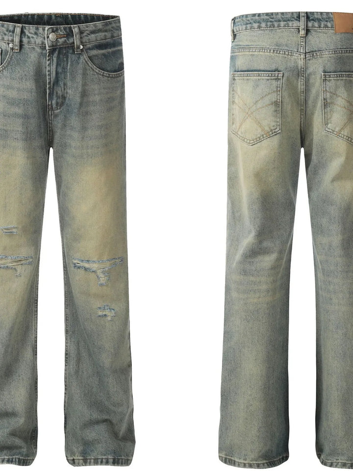 Men's Distressed Straight Leg Jeans