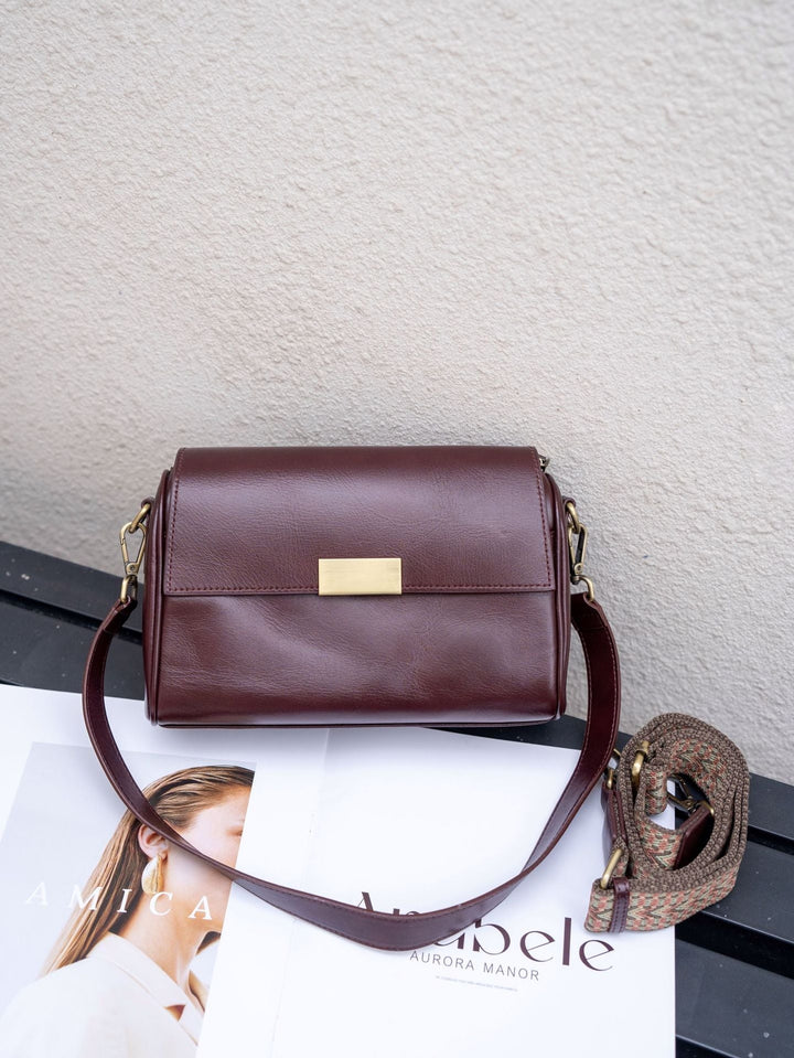 Baidi Leather Women's Bag 2025 New Genuine Leather Crossbody Bag, Top-Grain Vegetable-Tanned Cowhide Shoulder Bag, Light Luxury Commuter Bag