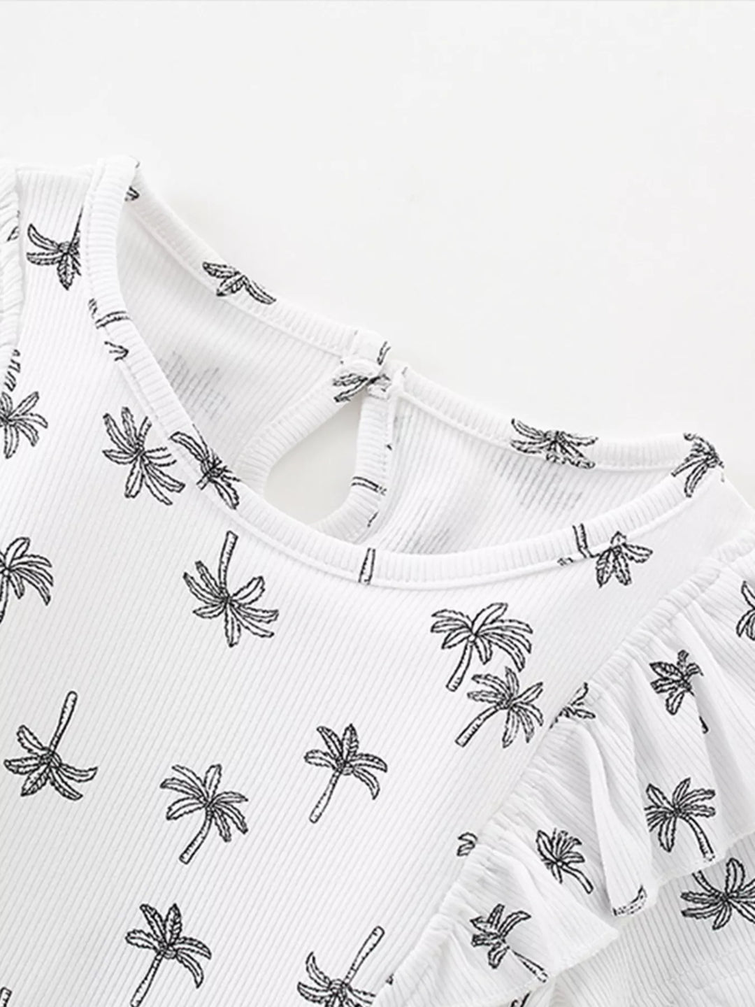 Children's Tropical Print Ruffle Sleeve Top & Shorts Set