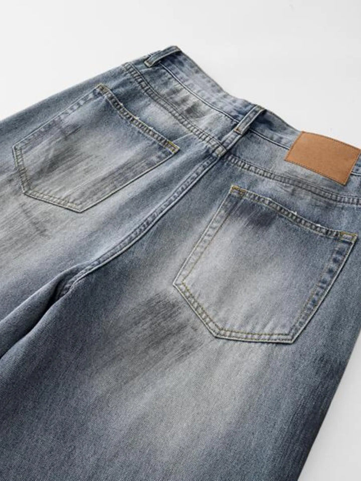 Men's Full Size Wash Wide Leg Jeans Plus Size