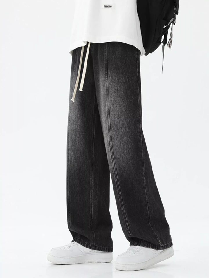 Men's Full Size Wash Wide Leg Jeans Plus Size
