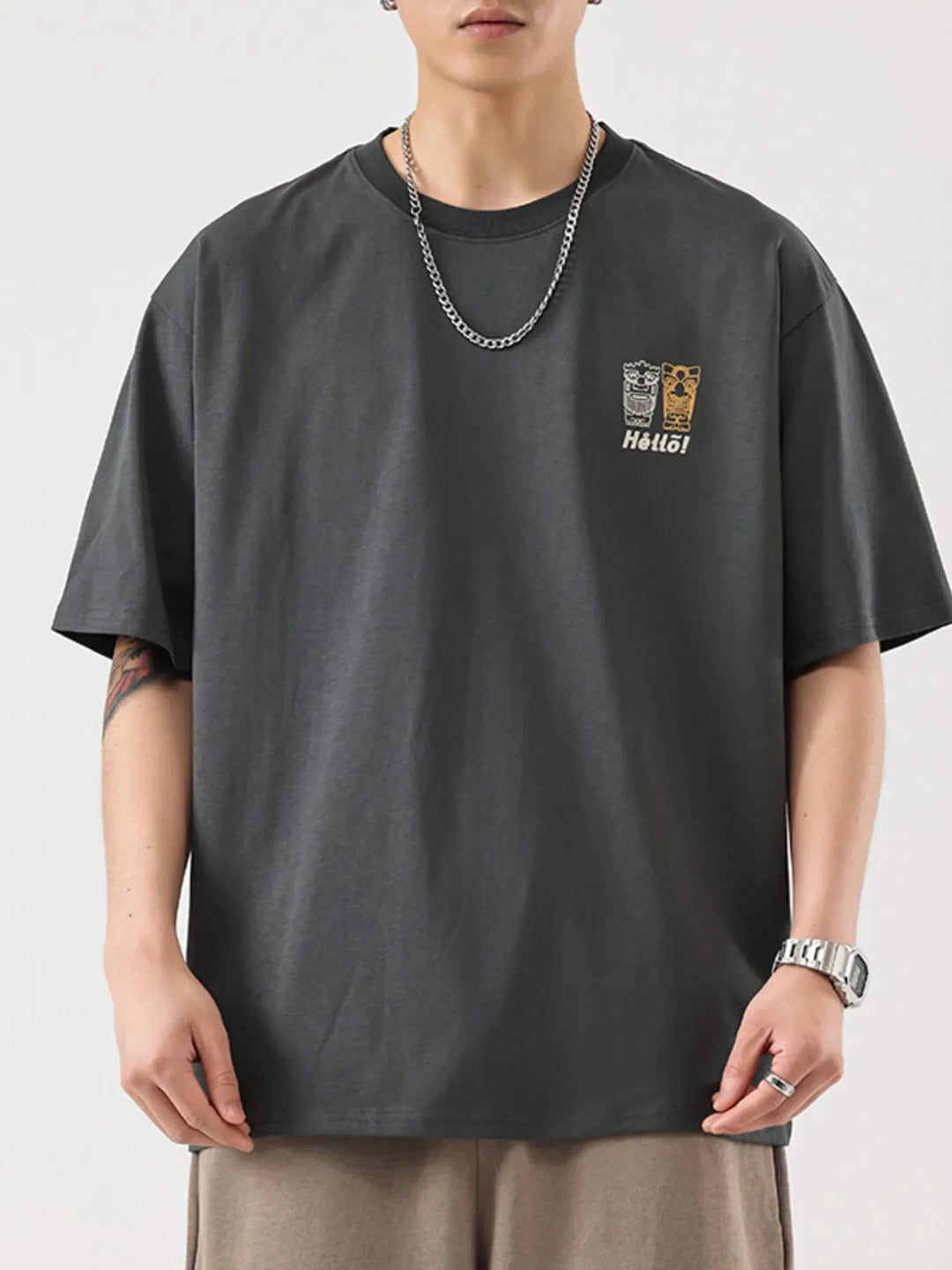 Men's Plus Size Graphic Round Neck Half Sleeve T-Shirt