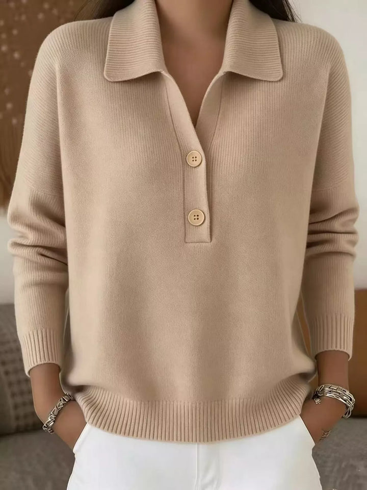 Full Size Button Detail Long Sleeve Sweater Plus Size