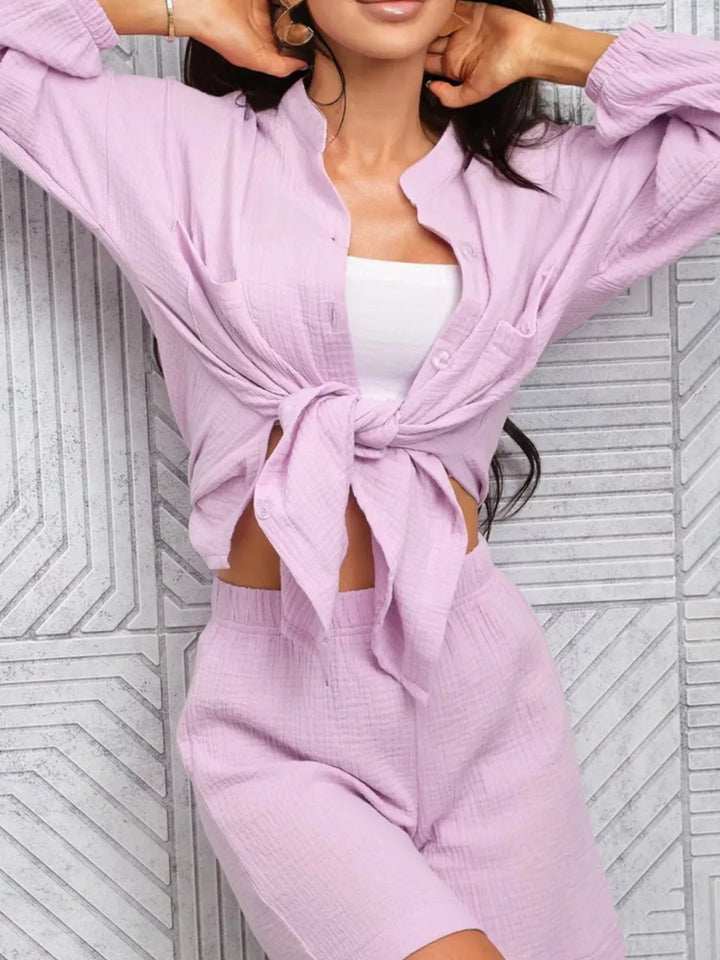 Button-Down Shirt and Shorts Set