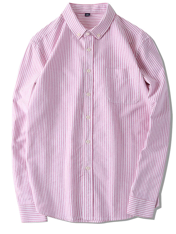 Men's Full Size Striped Button-Down Shirt Plus Size