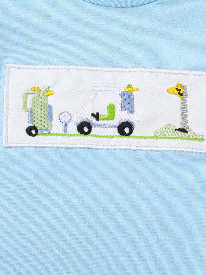 Children's Embroidered Round Neck Tee and Shorts Set