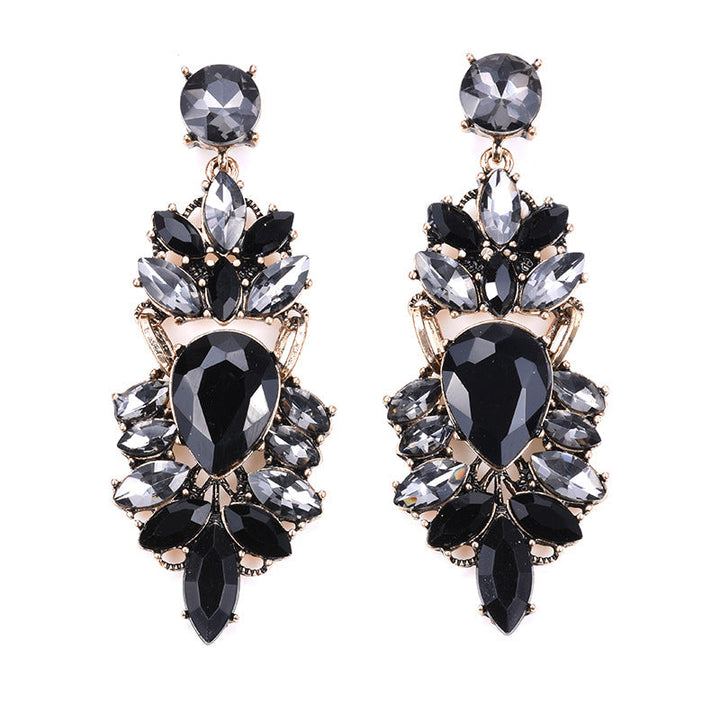 Ornament Exaggerating Earrings Retro Alloy Trendy Earrings Geometric Abstract Diamond Embedded Long Earrings