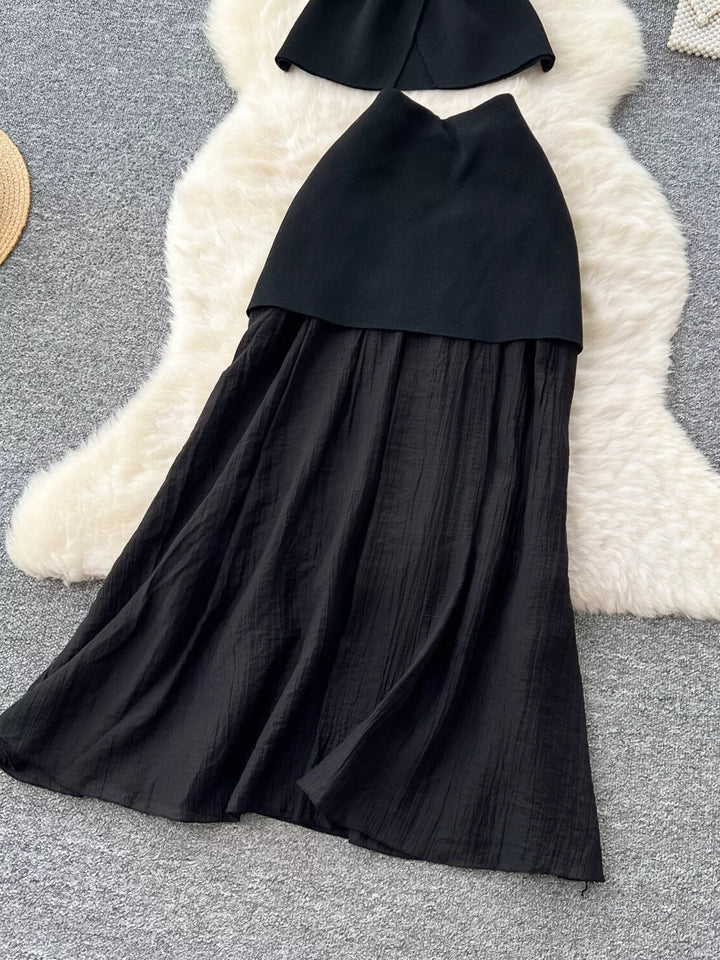 Button Up Sleeveless Top and Skirt Set