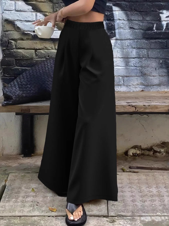 Plus Size Elastic Waist Wide Leg Pants