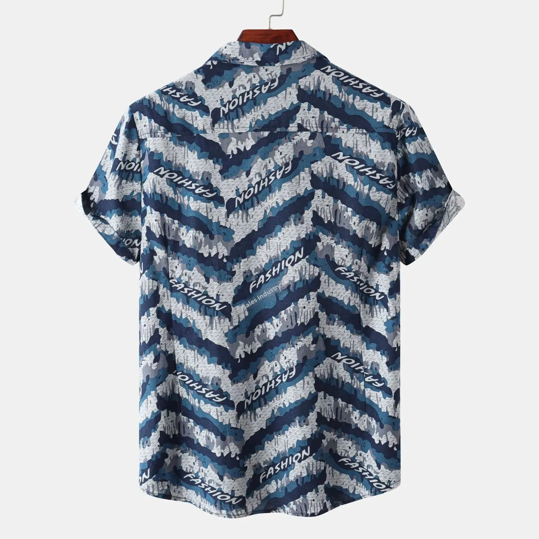Men's Plus Size Printed Button Up Shirt
