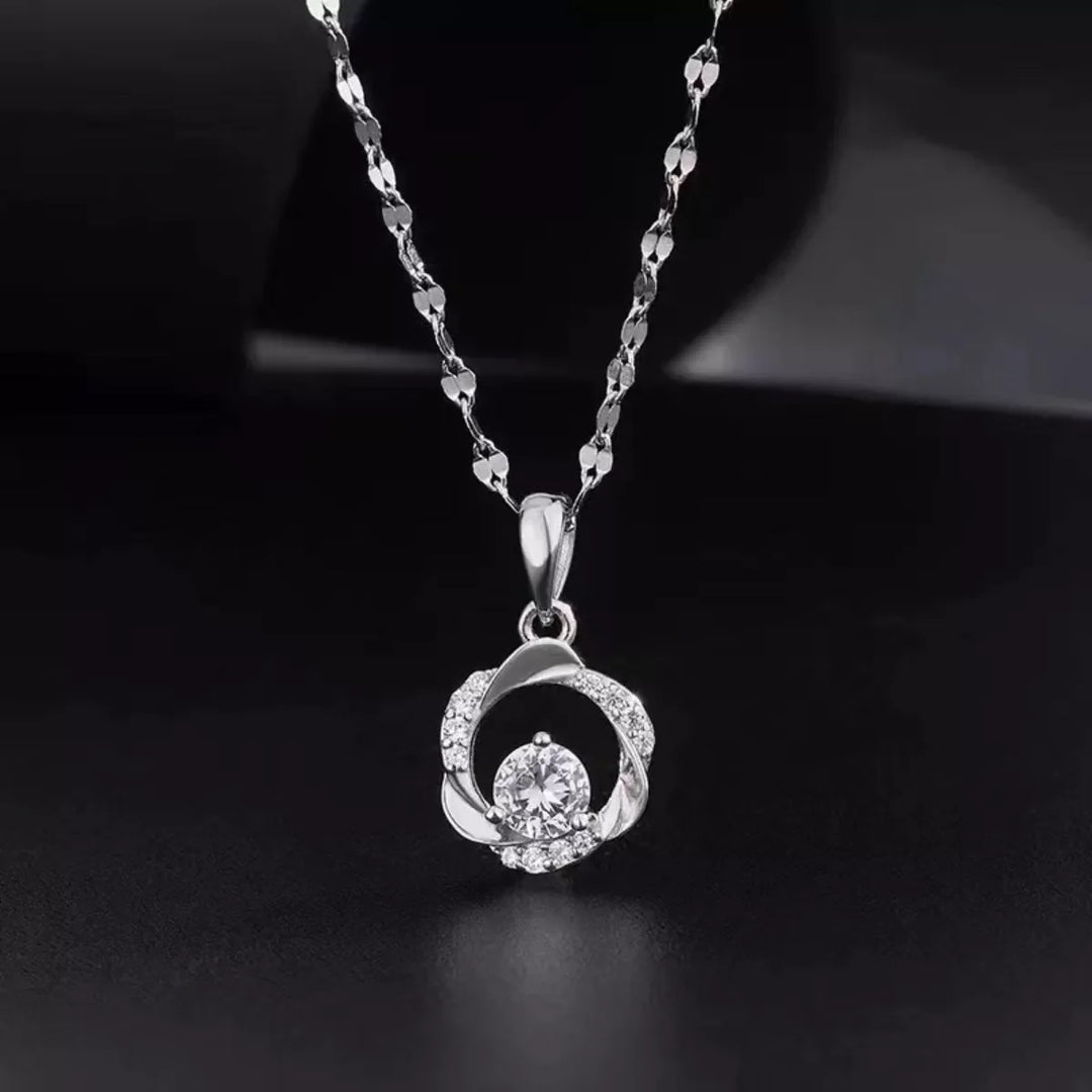 925 Sterling Silver Zircon Pendant Necklace