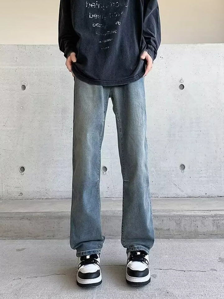 Men's Plus Size Vintage Wash Wide Leg Jeans