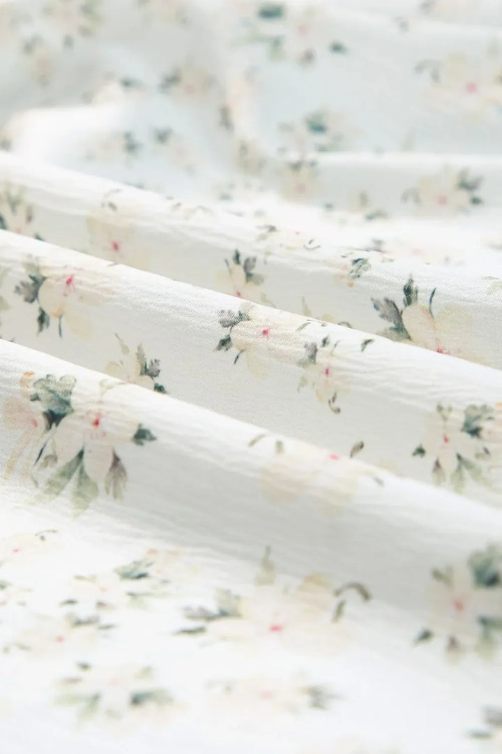 Floral Smocked Short Puff Sleeve Maxi Dress