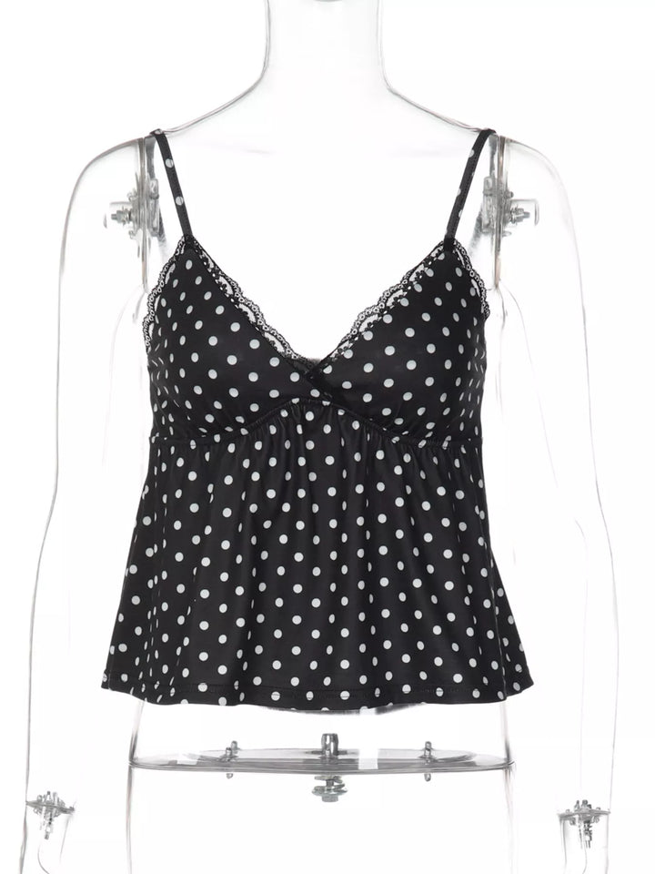 Polka Dot Lace Trim Cami