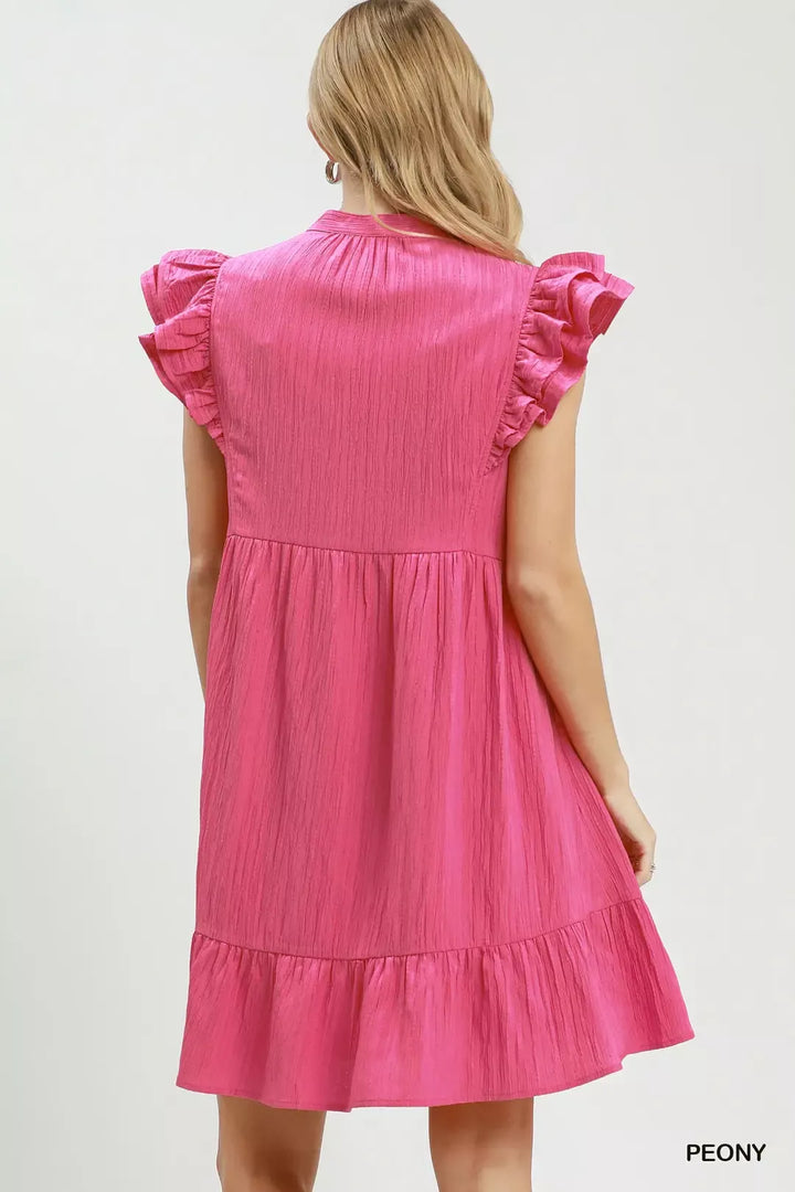 Umgee Ruffle Sleeve Babydoll Dress