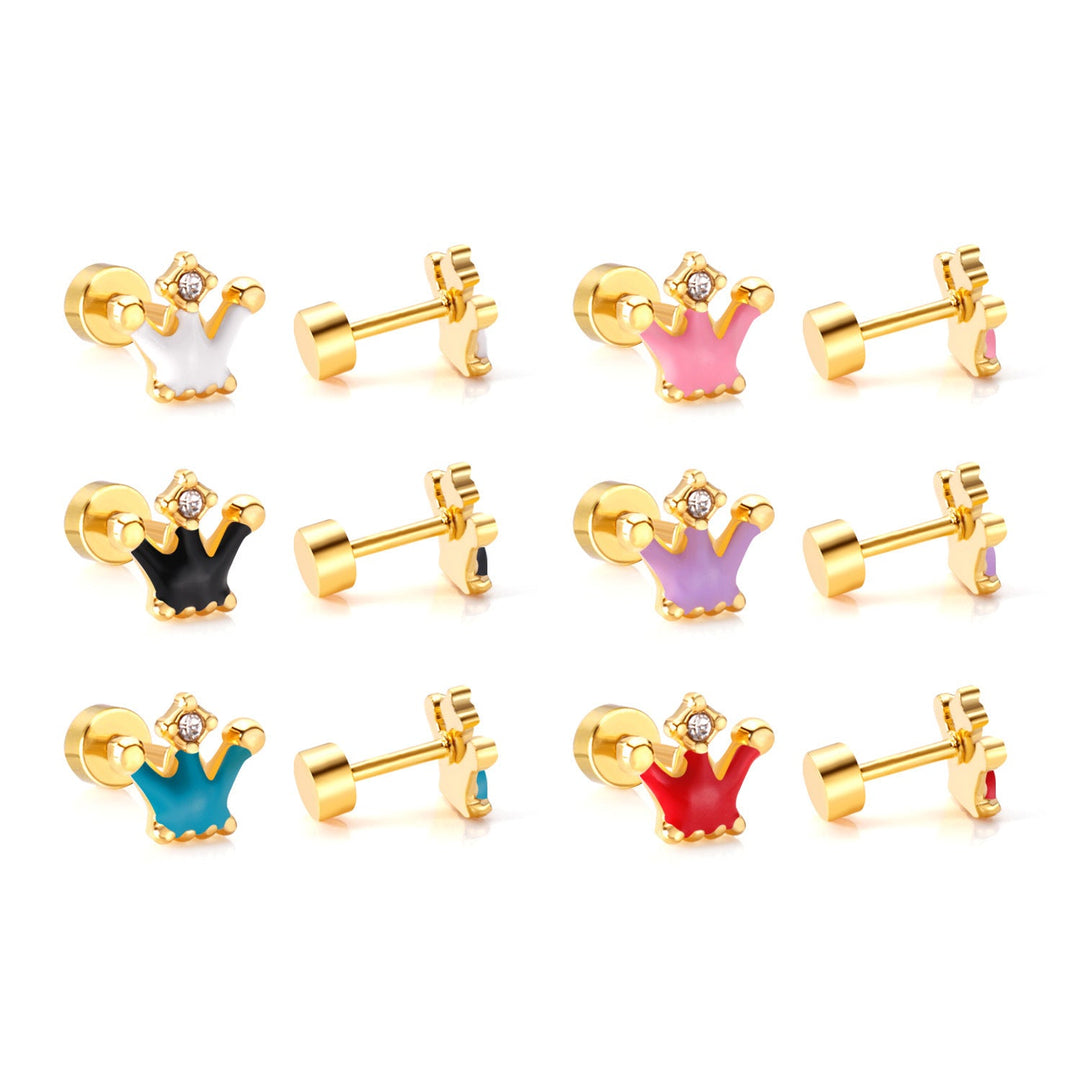 Cute And Sweet Crown-flower Earrings Stainless Steel Stud Earrings
