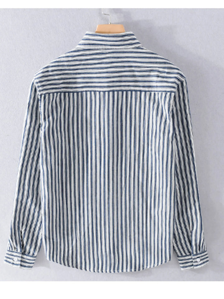 Men's Plus Size Striped Button Up Long Sleeve Shirt