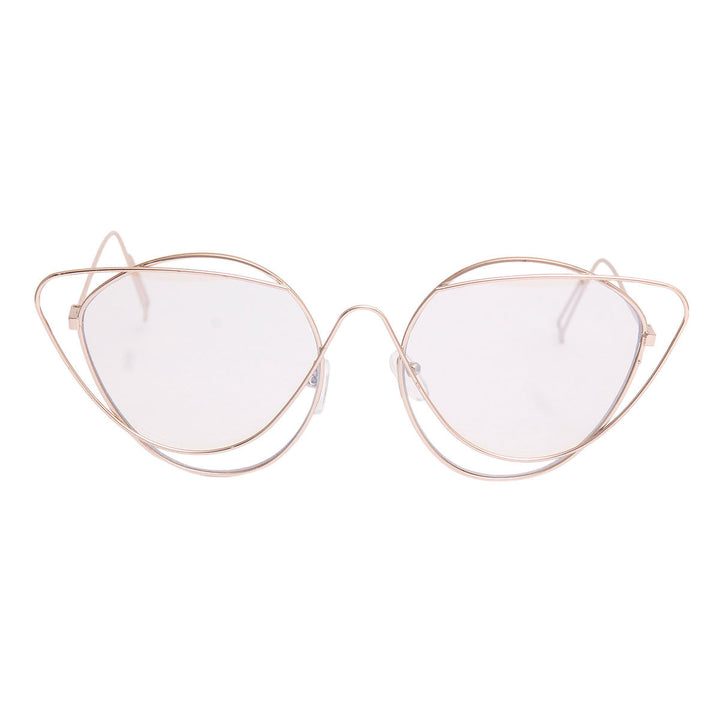 Gold Wire Cat Eye Clear Glasses