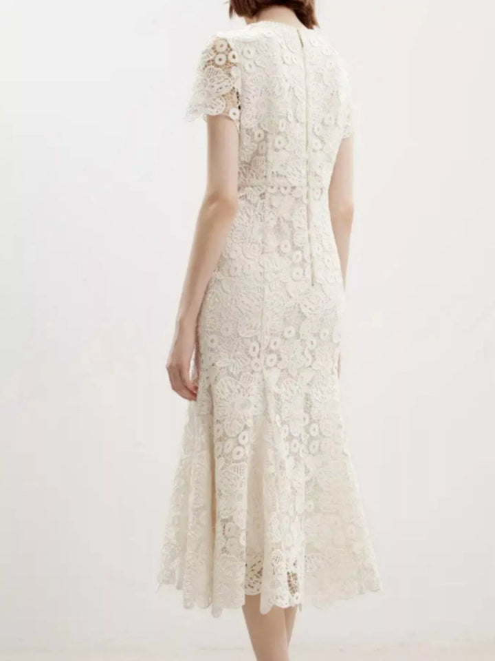 Lace Short Sleeve Mermaid Dress