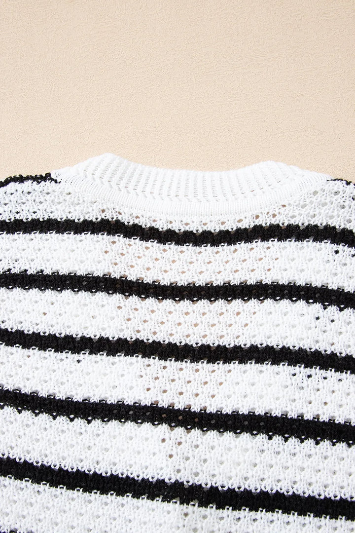 Striped Button-Up Knit Sweater Vest