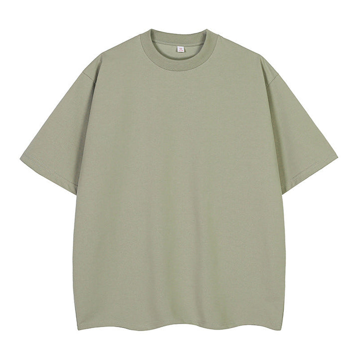 Double Yarn Short Sleeve Sweat-absorbing Cotton T-shirt Top