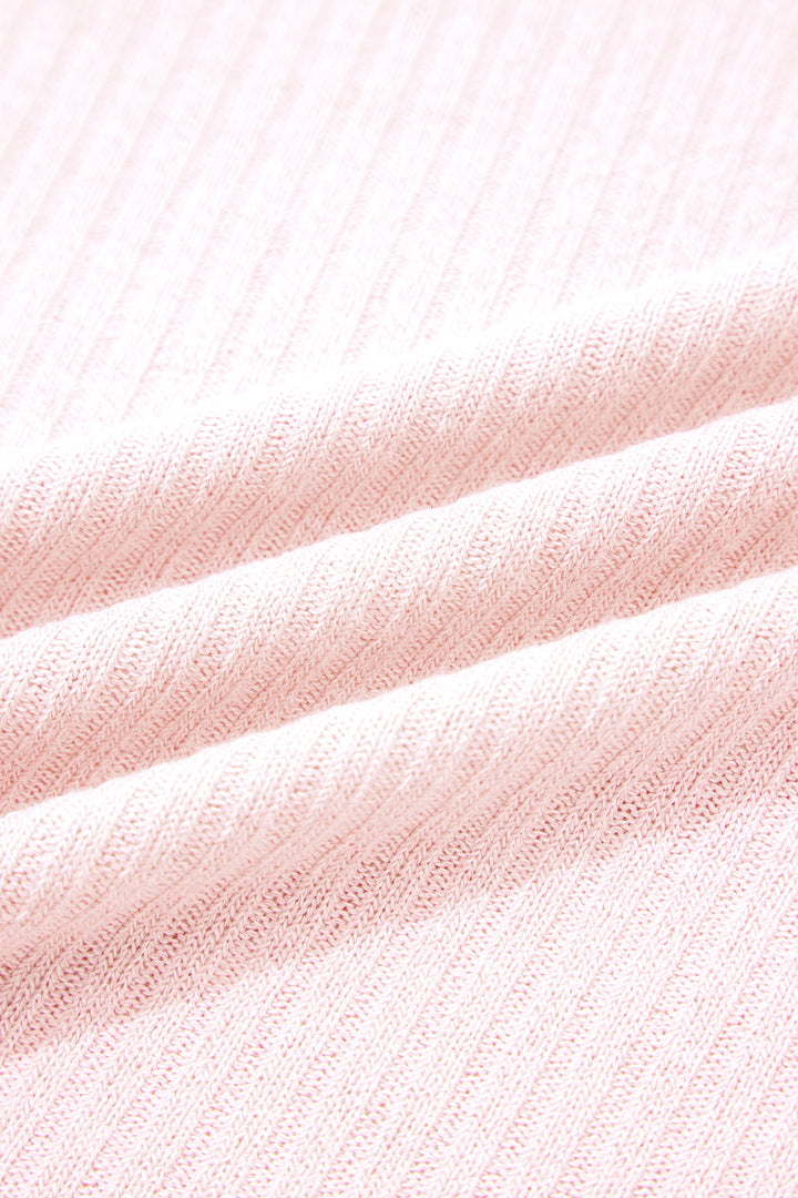 Light Pink Collared V Neck Ribbed Tee