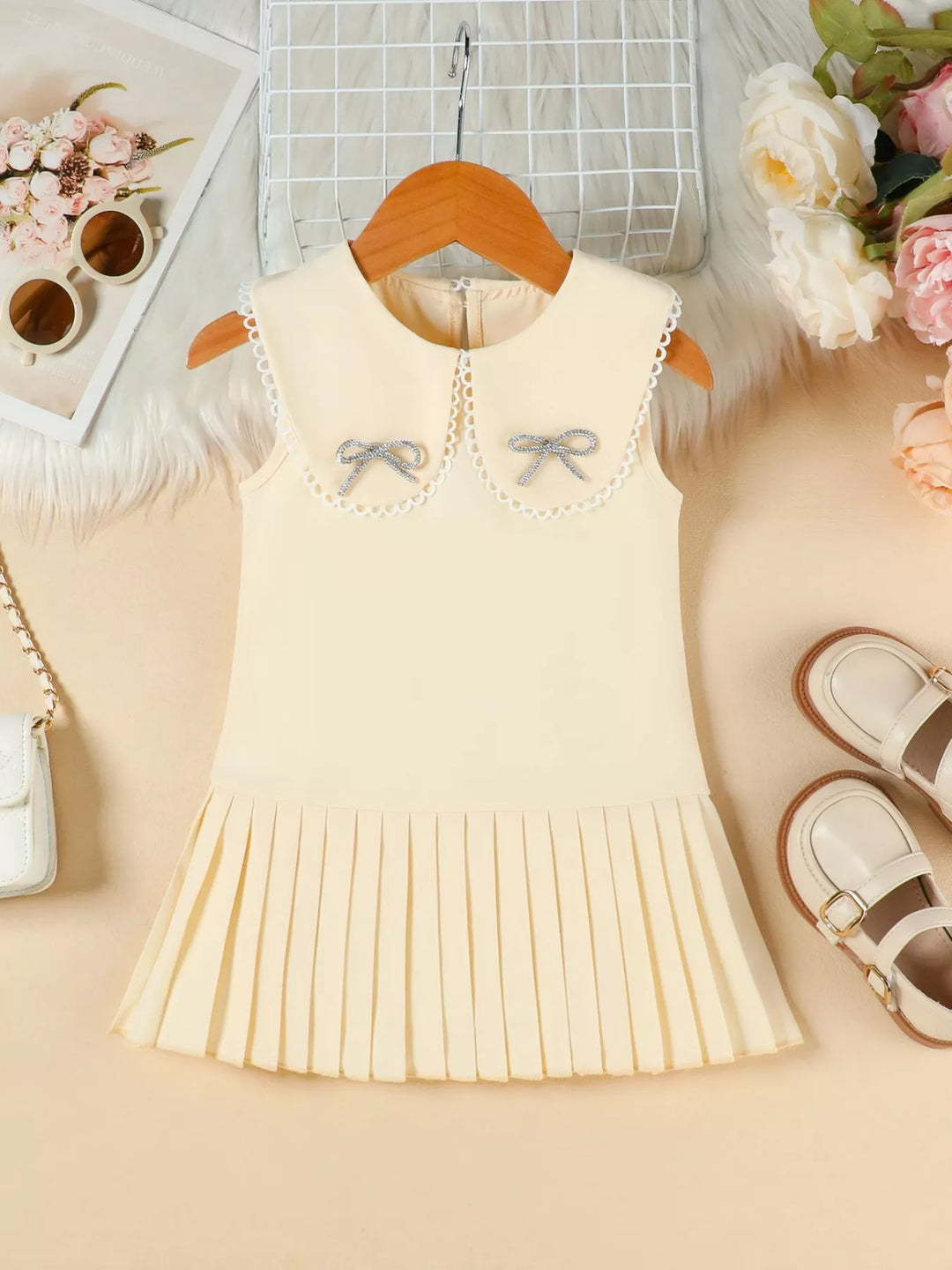 Children's Bow-Accented Pleated Dress